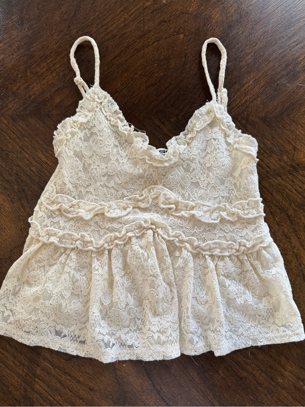 RSQ Cream Lace-Trim Camisole